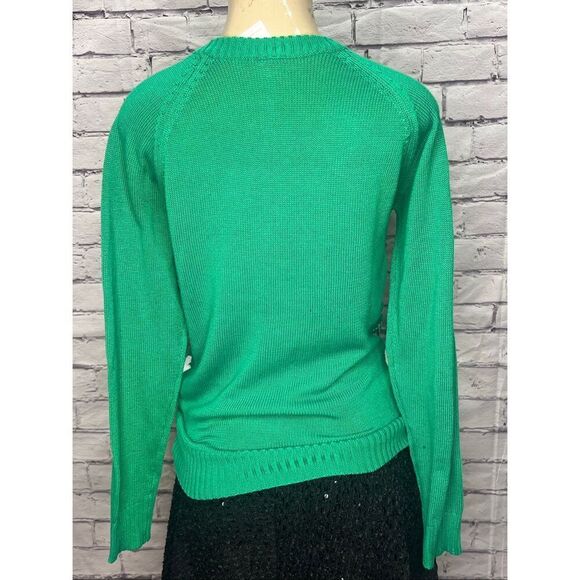 Disney Womens Green Knit Mickey Mouse Santa Fair Isle Christmas Sweater Medium - Picture 2 of 5